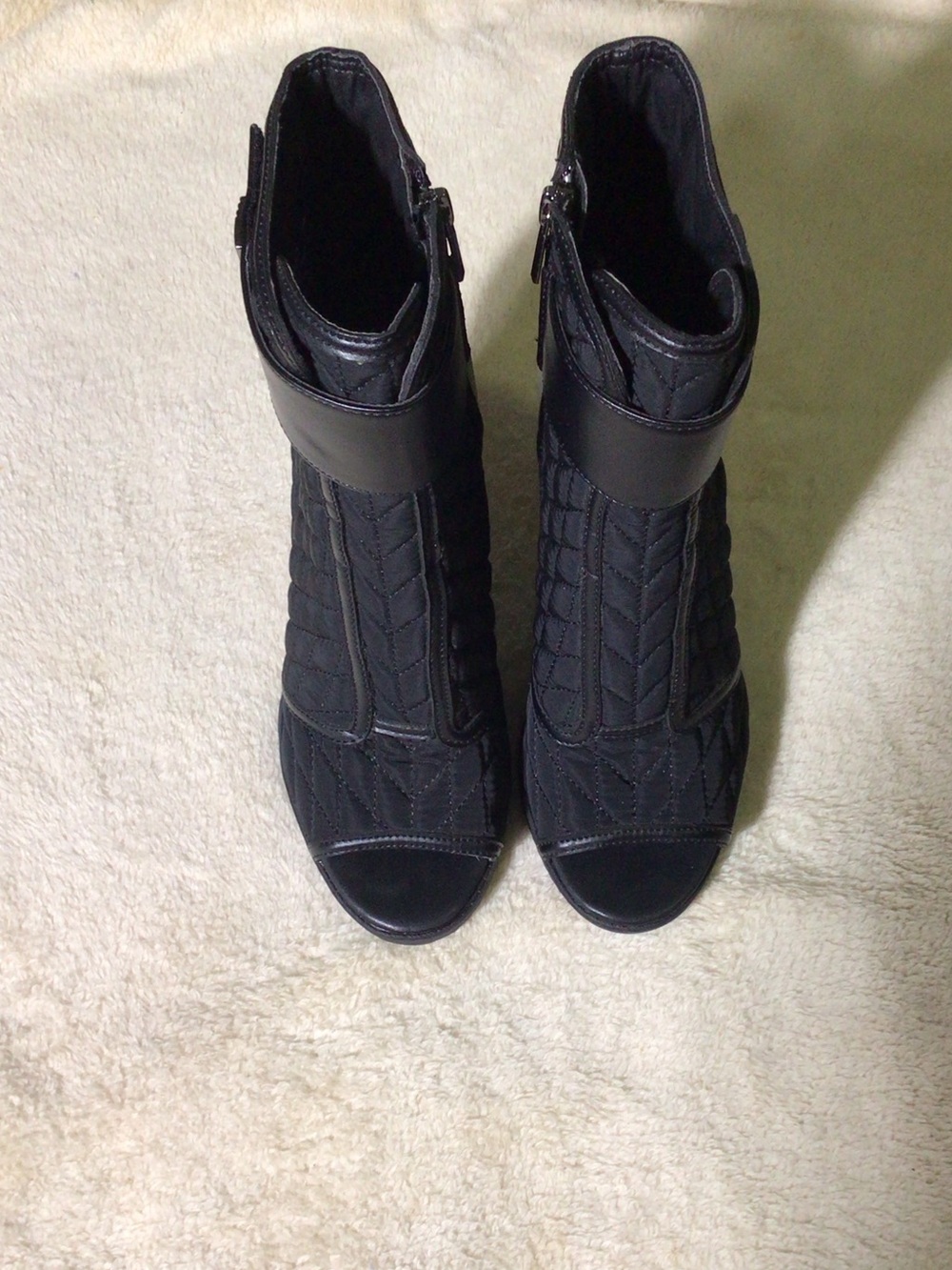 Karl Lagerfeld Black Paris Brittany Quilted Open-Toe Ankle Booties